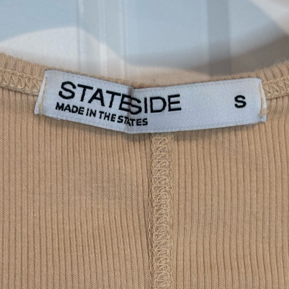 Stateside Light Tan Cotton Modal Ribbed Racerback Tank S - Picture 8 of 8